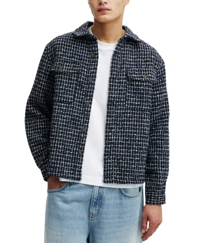 Cotton On Men's Beckley Overshirt In Navy Grid