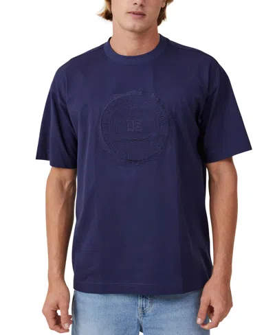 Cotton On Men's Box Fit College T-shirt In Blue