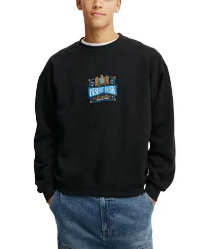 Cotton On Men's Box Fit Graphic Crew Sweater In Black
