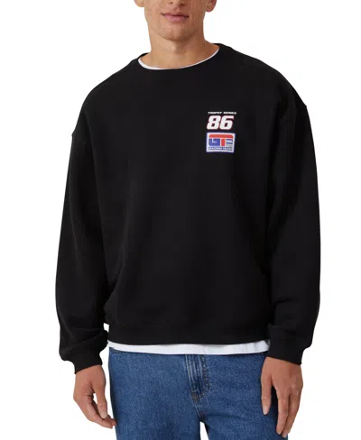Cotton On Men's Box Fit Graphic Crew Sweater In Black,trophy Series
