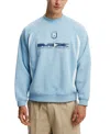 Cotton On Men's Box Fit Graphic Crew Sweatshirt In Pearl Blue,ice Melt