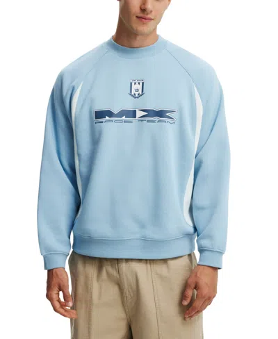 Cotton On Men's Box Fit Graphic Crew Sweatshirt In Pearl Blue,ice Melt