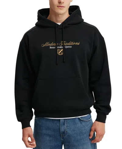 Cotton On Men's Box Fit Graphic Hoodie In Black,modern Traditions