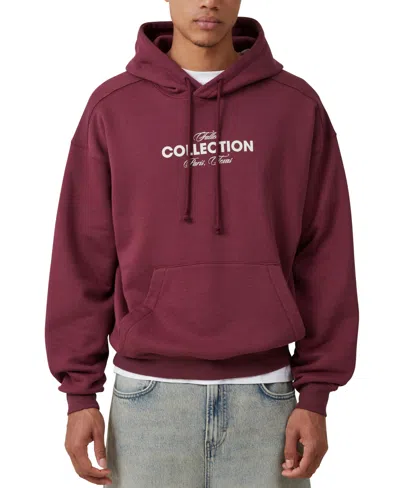 Cotton On Men's Box Fit Graphic Hoodie In Burgundy