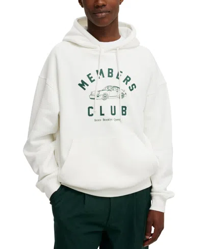 Cotton On Men's Box Fit Graphic Hoodie In Classic White,members Club