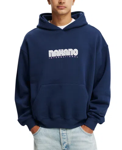 Cotton On Men's Box Fit Graphic Hoodie In Indigo  Mitsuba