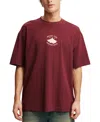 Cotton On Men's Box Fit Graphic T-shirt In Dark Carmine,mount Fuji