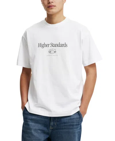 Cotton On Men's Box Fit Graphic T-shirt In White,higher Standards
