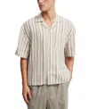 Cotton On Linen Box Fit Short Sleeve Shirt In Cream Stripe