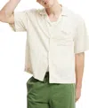 Cotton On Box Fit Short Sleeve Shirt In Natural Dobby Stripe