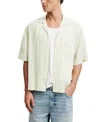 Cotton On Linen Box Fit Short Sleeve Shirt In Soft Green Stripe