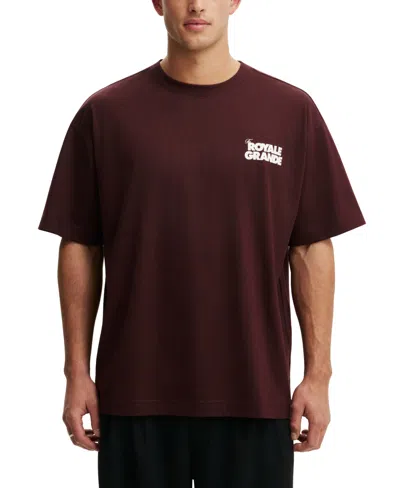 Cotton On Box Fit Text T-shirt In Burgundy