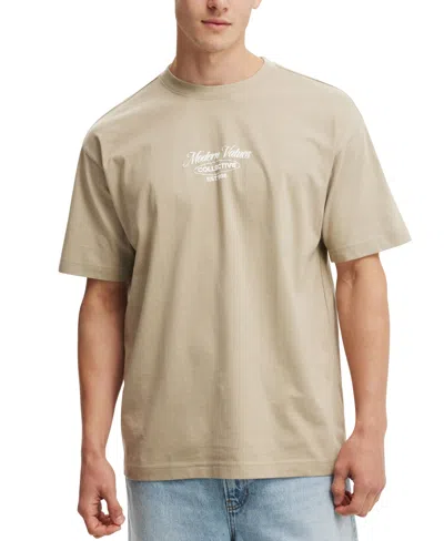 Cotton On Men's Box Fit Text T-shirt In Gravel Stonemodern Values