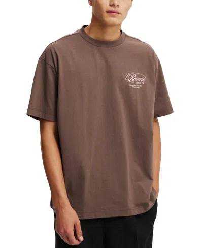 Cotton On Men's Box Fit Text T-shirt In Washed Chocolate,reverie