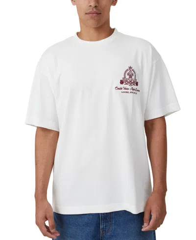 Cotton On Men's Box Fit Text T-shirt In Vintage White Coulee
