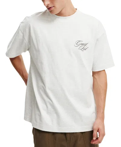Cotton On Men's Box Fit Text T-shirt In White Marle,guest List