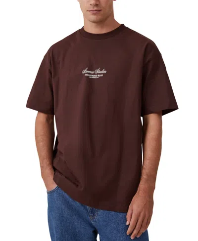 Cotton On Men's Box Fit Text Tee In Brown