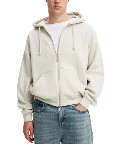 Cotton On Men's Box Fit Zip Up Hoodie In Off-white