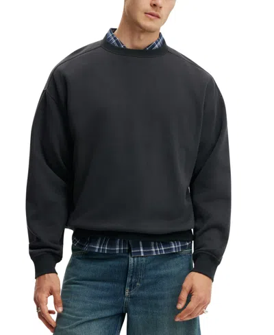 Cotton On Men's Box-fit Crewneck Sweater In Black
