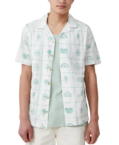 Cotton On Men's Cabana Short Sleeve Shirt In Green Grid
