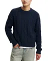 Cotton On Mens Ribbed Cable Knit Crewneck Sweater In Ink Cable