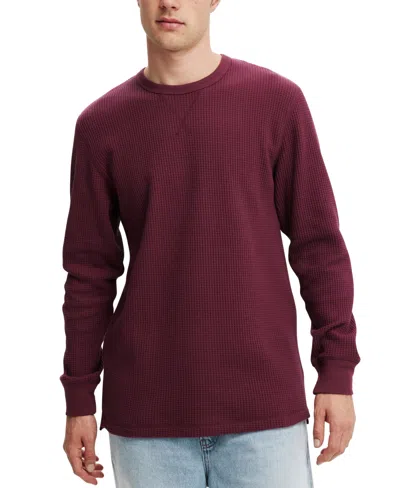 Cotton On Chunky Waffle Long Sleeve Tshirt In Burgandy Waffle