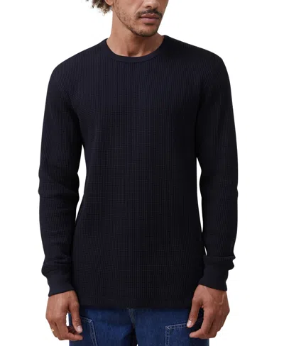 Cotton On Men's Chunky Waffle Long Sleeve T-shirt In Washed Black Waffle