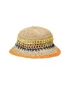 Cotton On Men's Crochet Bucket Hat In Raffia,multi Color