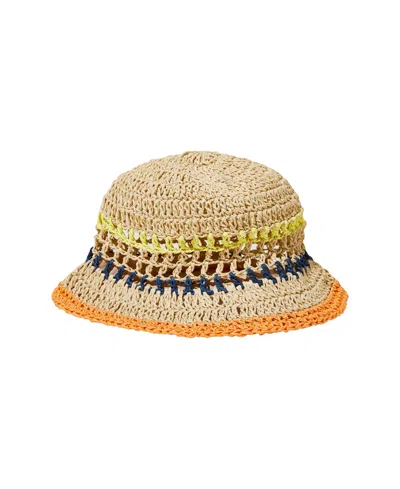 Cotton On Men's Crochet Bucket Hat In Raffia,multi Color