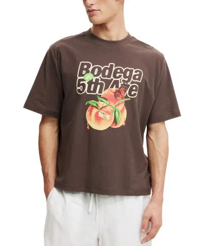 Cotton On Men's Cropped Fit Graphic T-shirt In Brown