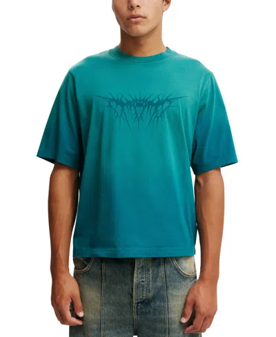 Cotton On Men's Cropped Fit Graphic T-shirt In Emerald,cyber Tribal