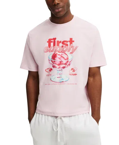 Cotton On Men's Cropped Fit Graphic T-shirt In Pink