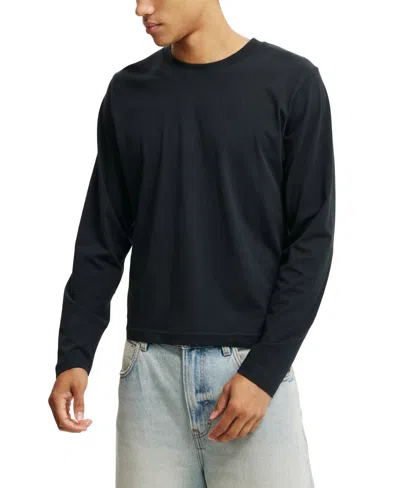Cotton On Men's Cropped Fit Long Sleeve T-shirt In Black