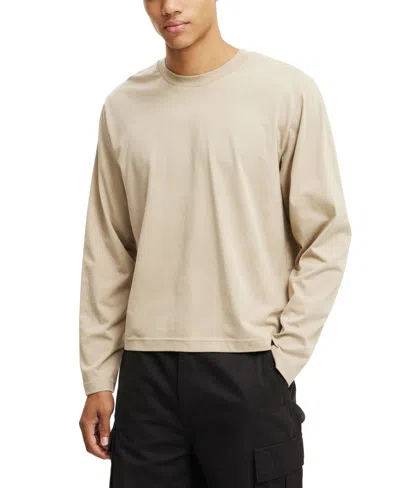 Cotton On Men's Cropped Fit Long Sleeve T-shirt In Gravel Stone