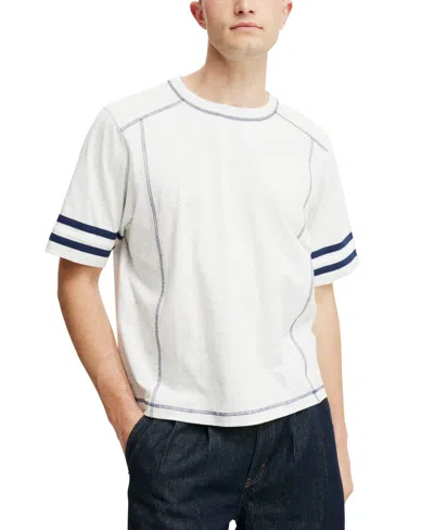 COTTON ON MEN'S CROPPED FIT PANEL T-SHIRT