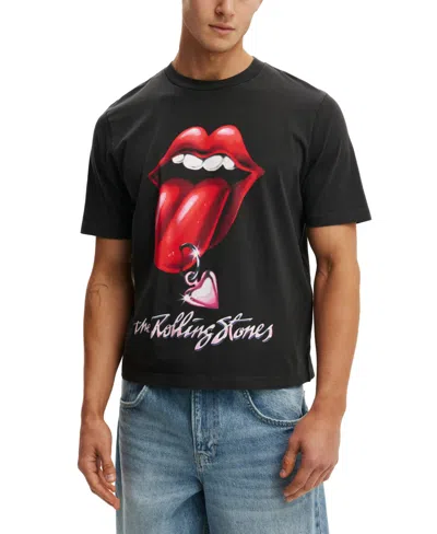 Cotton On Men's Cropped Graphic Crewneck T-shirt In Black