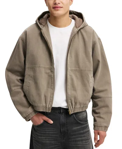 Cotton On Men's Cropped Hooded Bomber In Brown