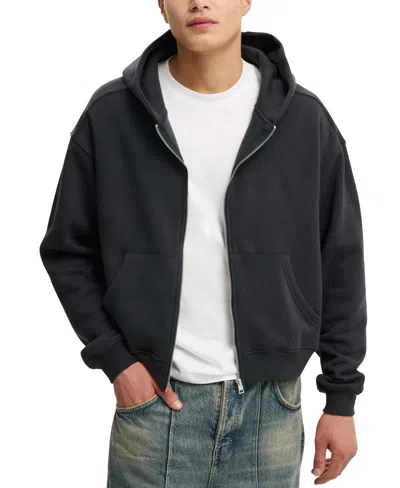 Cotton On Men's Cropped Zip Up Hoodie In Black