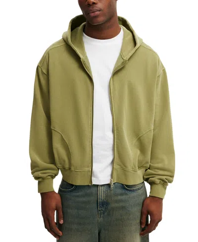 Cotton On Men's Cropped Zip Up Sweatshirt In Green
