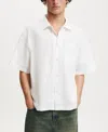 Cotton On Eli Linen Blend Short Sleeve Shirt In White
