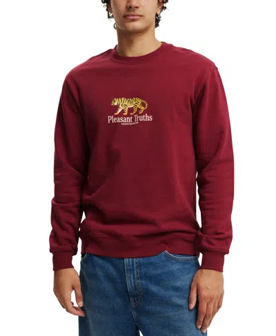 COTTON ON MEN'S GRAPHIC CREW FLEECE SWEATSHIRT