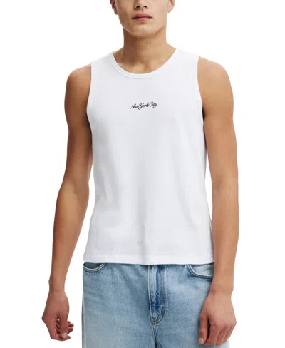 Cotton On Men's Graphic Rib Tank In White