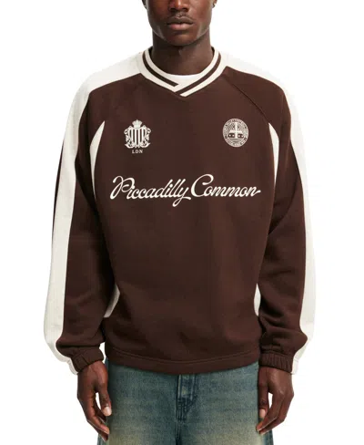 COTTON ON MEN'S GRAPHIC V-NECK FLEECE SWEATER