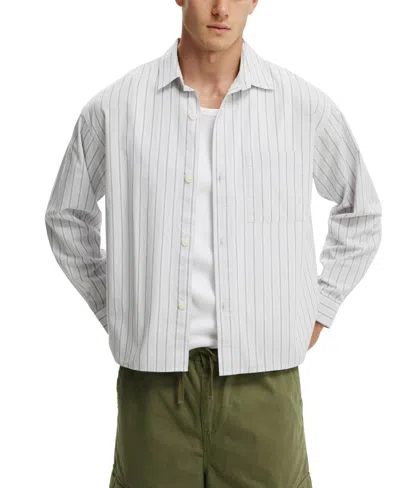 Cotton On Men's Hampton Long Sleeve Shirt In Gray Stripe