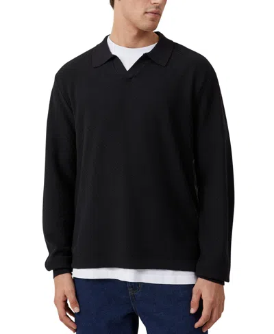 Cotton On Men's Jimmy Long Sleeve Polo In Black