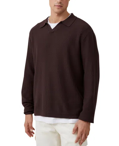 Cotton On Men's Jimmy Long Sleeve Polo In Brown