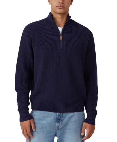 Cotton On Men's Jordan Quarter Zip Sweater In Navy