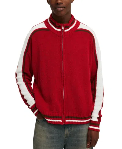 Cotton On Men's Knitted Bomber Jacket In Scarlet Red