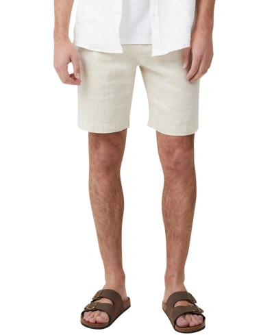 Cotton On Men's Linen Pleat Shorts In Oatmeal