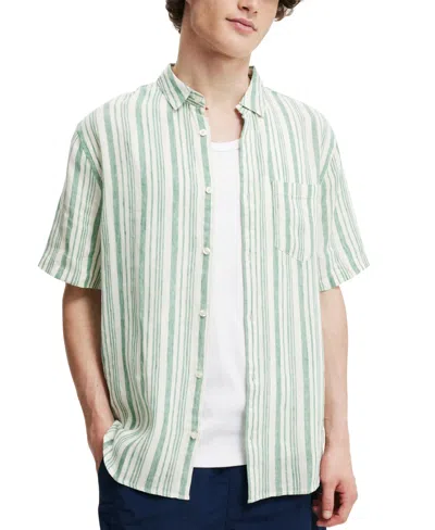 Cotton On Men's Linen Short Sleeve Shirt In Green